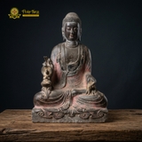 Tượng Phật Thích Ca Ấn Vô Úy Đá Xanh Nguyên Khối 60cm