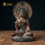 Tượng Phật Thích Ca Đá Xanh Nguyên Khối Xưa Sưu Tầm 70cm