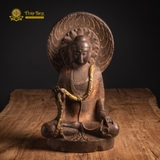 Tượng Phật Thích Ca Hào Quang Tròn Đá Xưa Độc Bản 70cm