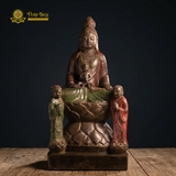 Tượng Quán Thế Âm Bồ Tát Tống Tử Đá Xưa Nguyên Khối Độc Bản 61cm