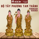 Bộ Tượng Tây Phương Tam Thánh 47cm Composite Màu Vàng Kim
