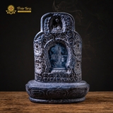 Tôn Tượng Hộ Pháp Mahakala gau gỗ xưa Nepal 35cm