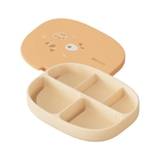 Khay ăn dặm silicone Moyuum - 5 ngăn - Màu Hồng be/Xanh tím/Vàng nâu