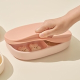 Khay ăn dặm silicone Moyuum - 5 ngăn - Màu Hồng be/Xanh tím/Vàng nâu