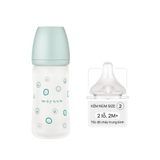 Bình sữa Thủy tinh tráng silicon Moyuum phiên bản Happy More - 240ml - Kèm núm 2