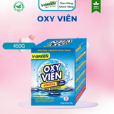 Bột Oxy Viên V-Green tẩy sạch vết ố trên quần áo vải, sạch xoong nồi, đồ dùng gia đìng 450g