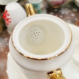 Bộ Ấm Tách 4 Món Sứ Cảnh Đức Trắng Họa Tiết Phù Điêu Hồ Điệp