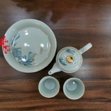 Bộ Ấm Tách 4 Món Sứ Cảnh Đức - Chuồn Chuồn & Hoa Xanh