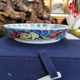 Dĩa Vẽ Tay Sứ Cảnh Đức hình Hổ và Phật đường kính 16 cm
