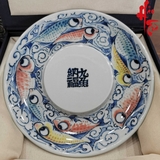Dĩa Vẽ Tay Sứ Cảnh Đức Hình Cá đường kính 18 cm - D11