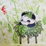 Dĩa Bàn Trà Sứ Cảnh Đức Gấu Trúc Vẽ Tay - Chữ Nhật