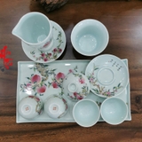 Bộ Ly Tách Pha Trà Sứ Cảnh Đức Trái Đào 9 Món