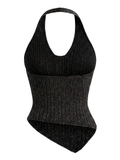 SISTERS Áo croptop yếm vạt chéo Jane -  Đen ánh kim