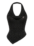 SISTERS Áo croptop yếm vạt chéo Jane -  Đen ánh kim