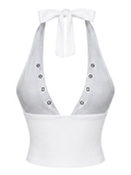 SISTERS Áo croptop cổ yếm dây lưng thắt nơ Belinda - Trắng