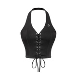 SISTERS Áo croptop cổ yếm đan dây ngực Joy