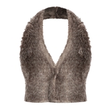 SISTERS Áo gile lông hở lưng Lucienne