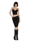 SISTERS Áo croptop phối ren ngực Wilhelmina - Đen
