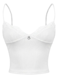 SISTERS Áo croptop phối ren ngực Wilhelmina - Trắng