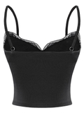 SISTERS Áo croptop phối ren ngực Wilhelmina - Đen