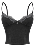 SISTERS Áo croptop phối ren ngực Wilhelmina - Đen
