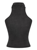 SISTERS Áo croptop cổ lọ Pruce - Đen