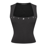 SISTERS Áo dáng dài cổ vuông Millie - Đen