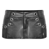 SISTERS Chân váy mini skirt da phối khoen Eirene