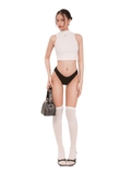 Sisters Áo croptop cổ lọ thun gân co giãn Mico