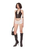 Sisters Áo croptop cổ yếm đan dây ngực Caridwen