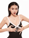 Sisters Váy đầm body hai dây phối viền trắng Lynd