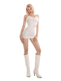 SISTERS Váy đầm body hai dây phối lông vũ Aimée