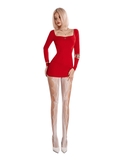 SISTERS Đầm body tay dài cổ vuông Giada - Trắng