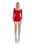 SISTERS Đầm body tay dài cổ vuông Giada - Trắng