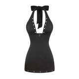 SISTERS Váy đầm body cổ yếm cột nơ Bibiane