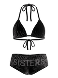 SISTERS Bikini 2 mảnh nhung ép cườm Graziella - Đen