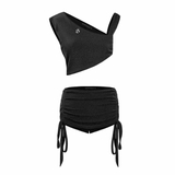 SISTERS Set áo váy dây rút chất liệu ánh kim Bonii