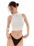 Sisters Áo croptop cổ lọ thun gân co giãn Mico