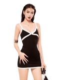 Sisters Váy đầm body hai dây phối viền trắng Lynd