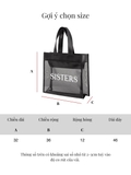 SISTERS Túi xách Tote Bag phối lưới xuyên thấu