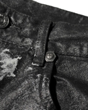 Black coated wide pants