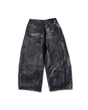 Black coated wide pants