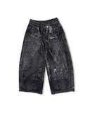 Black coated wide pants