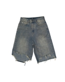 Cut off blue denim shorts