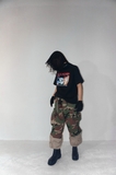 Cut up layerd baggy camo pants