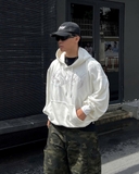 Hoodie white metal BLK logo