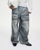 Dirty light blue baggy jean