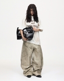 Muddy coated wide pants