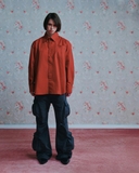 wrinkled poplin logo long-sleeve red Shirts