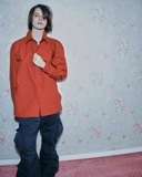 wrinkled poplin logo long-sleeve red Shirts